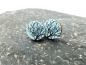 Preview: Herbst Baum 3D Holz Scheiben Ohrstecker blau